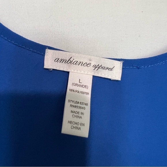 AMBIANCE Apparel blue sheer Racerback tank top large - Picture 3 of 6